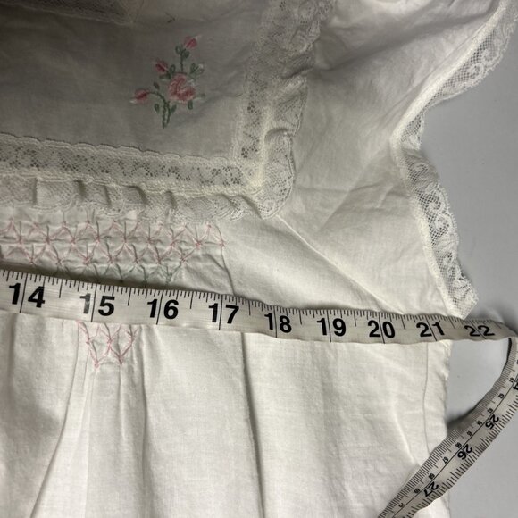 Barbizon Vintage Night Gown White Cotton Embroidered Flowers L - Picture 7 of 8